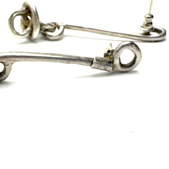 Modernist Turkish Sterling Silver Knot Earrings — Artist Signed — EUC - Picture 5 of 7